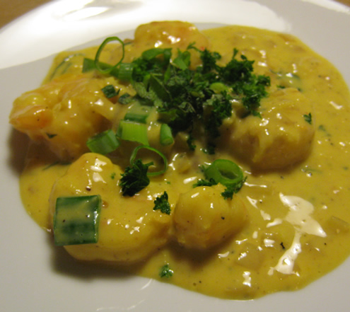 Thaise curry met gamba's kokosmelk en citroengras
